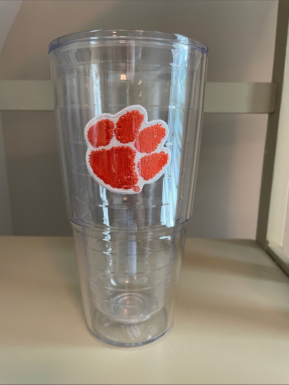 Tervis Tumbler Clemson Clear Double-Wall Tumbler with Orange Paw Patch 24 oz NEW